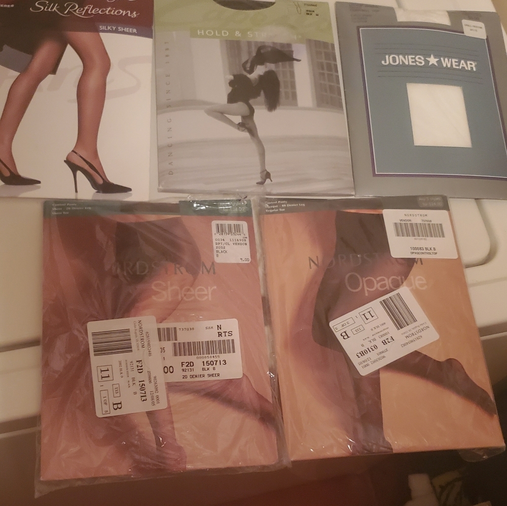 vintage lot of 5 pantyhose packs